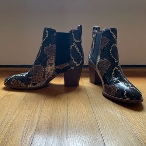 Madewell Chelsea Leather Snakeskin Ankle Booties